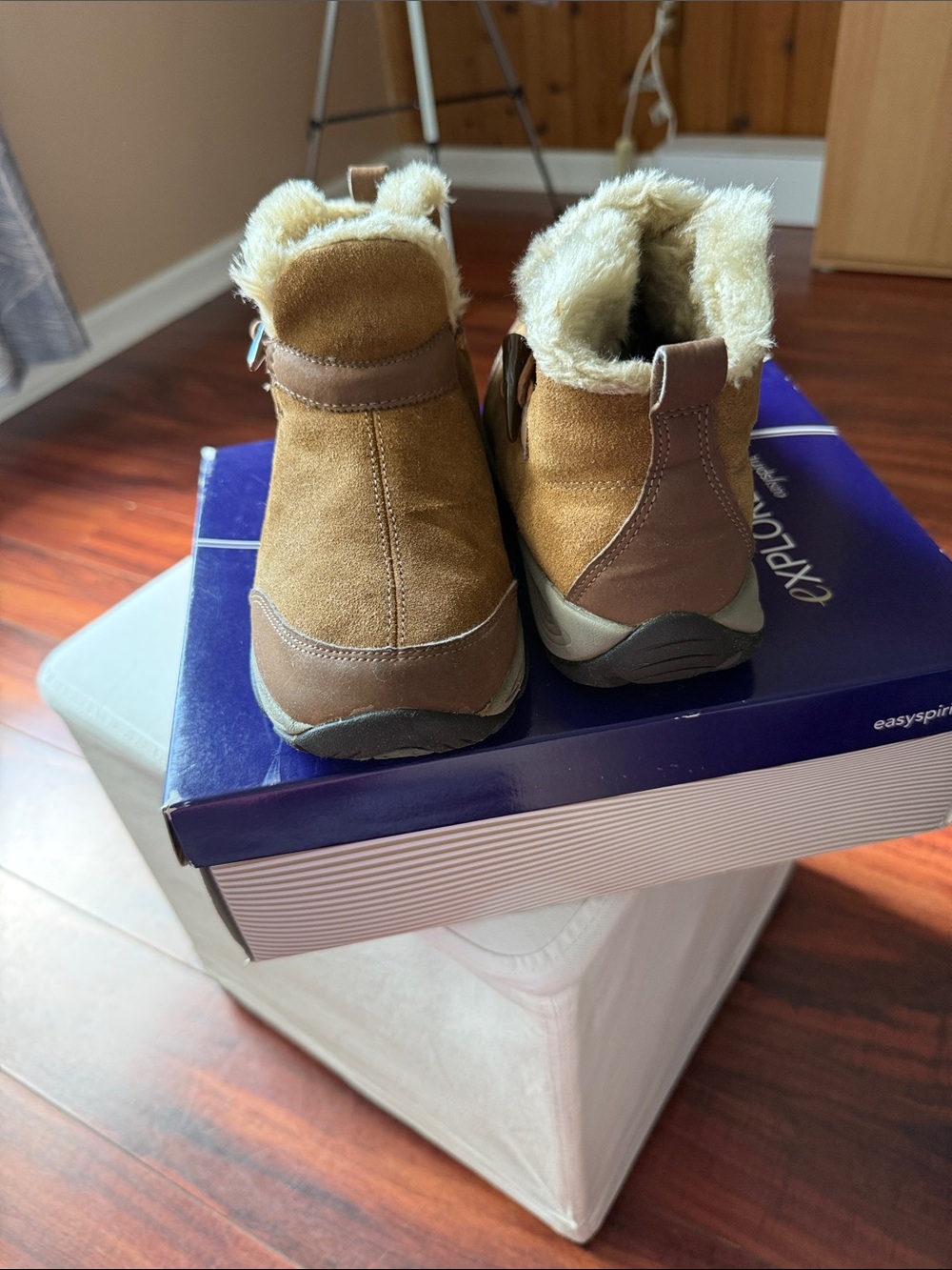 Women's Tan Faux-Fur Lined Ankle Booties